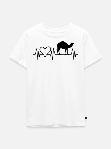 Kamel Herz Herzschlag - Kinder Premium Bio T-Shirt - Weiß