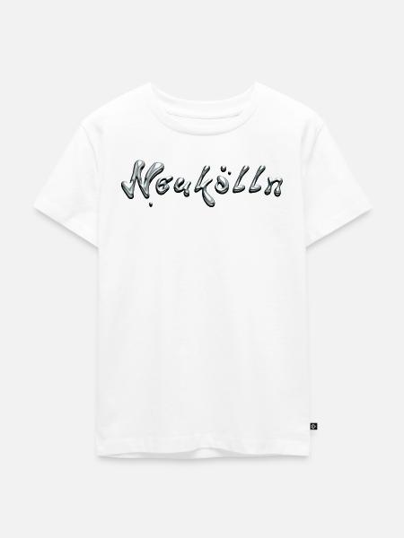 Neukölln Metallic Schrift - Kinder Premium Bio T-Shirt - Weiß