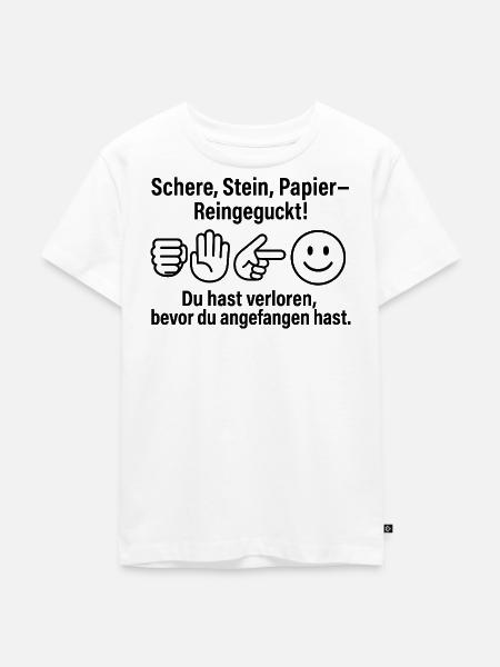 Reingeckt: Schere Stein Papier - Kinder Premium Bio T-Shirt - Weiß