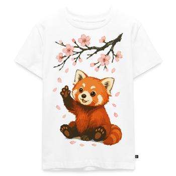 Roter Panda, Pandabär, Japanisch, Kirschblüten - Kinder Premium Bio T-Shirt - Weiß - Vorne - Hailey (125cm)