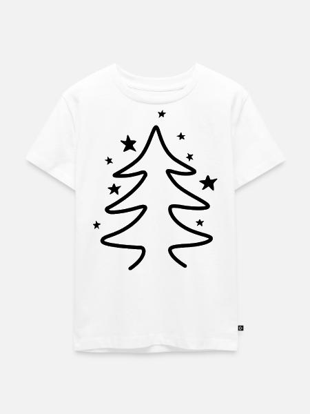 Minimalistischer Weihnachtsbaum mit Sternen - Kinder Premium Bio T-Shirt - Weiß