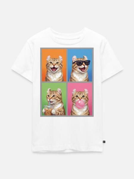 Katzen American Curl Katze - Kinder Premium Bio T-Shirt - Weiß