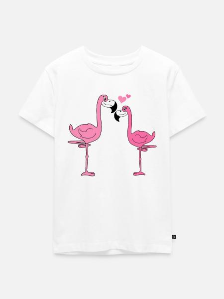 Flamingo Liebe - Kinder Premium Bio T-Shirt - Weiß