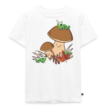 Pilze Schwammerl Wald Natur Nachhaltig Blätter - Kinder Premium Bio T-Shirt - Weiß - Vorne - Hailey (125cm)
