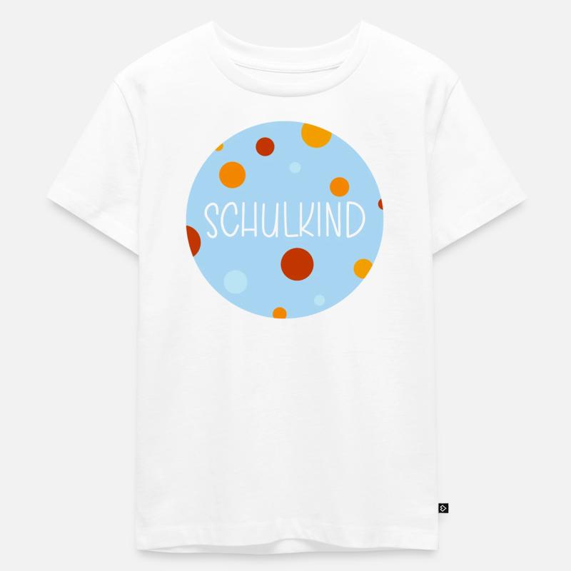 Schulkind - hellblau rote Version - Kinder Premium Bio T-Shirt - Weiß