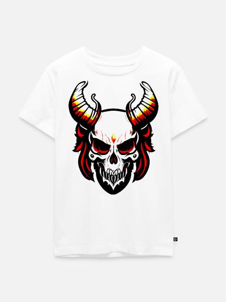 Dämonen Schädel - Kinder Premium Bio T-Shirt - Weiß