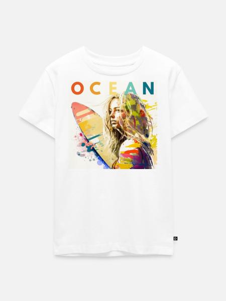 Ocean Surfer - Kinder Premium Bio T-Shirt - Weiß