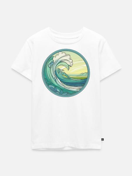 Glasmalerei Ocean Wave Art - Kinder Premium Bio T-Shirt - Weiß