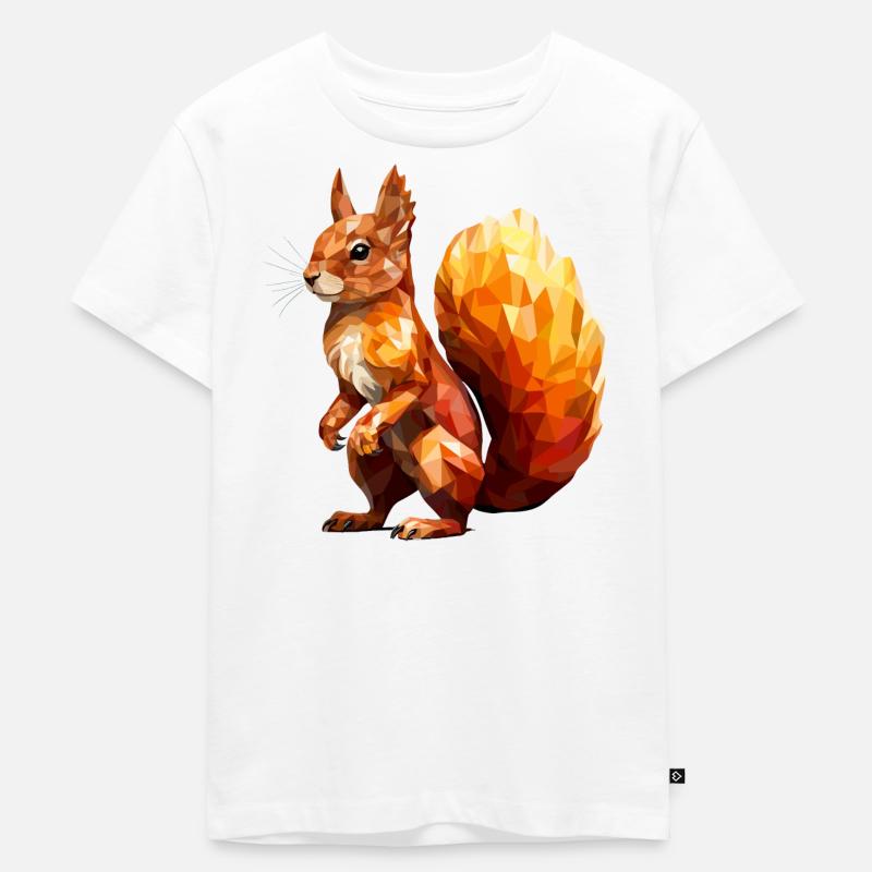 Neugieriges Eichhörnchen im Polygon Art Design - Kinder Premium Bio T-Shirt - Weiß