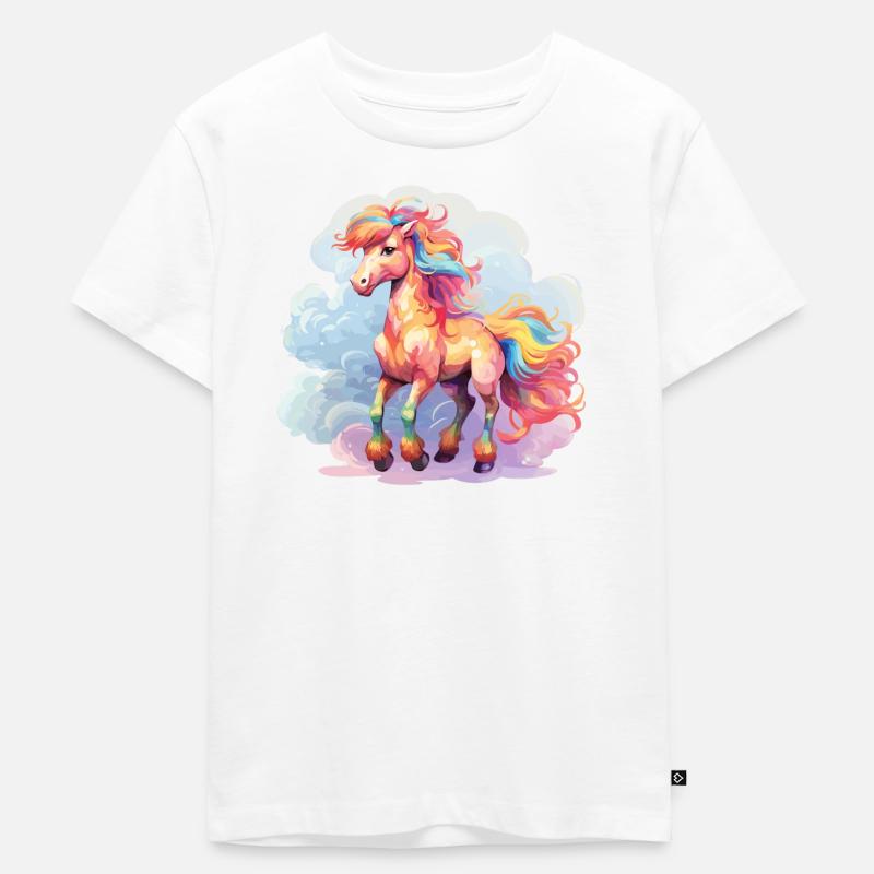 buntes Pony - Kinder Premium Bio T-Shirt - Weiß