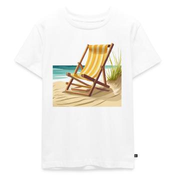 Deck chair by the sea - Kids Premium Organic T-Shirt - white - Front - Hailey (125cm)