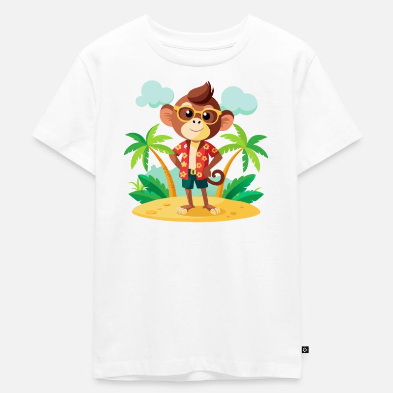 Jungle Junior: Verspieltes Affenabenteuer - Kinder Premium Bio T-Shirt - Weiß