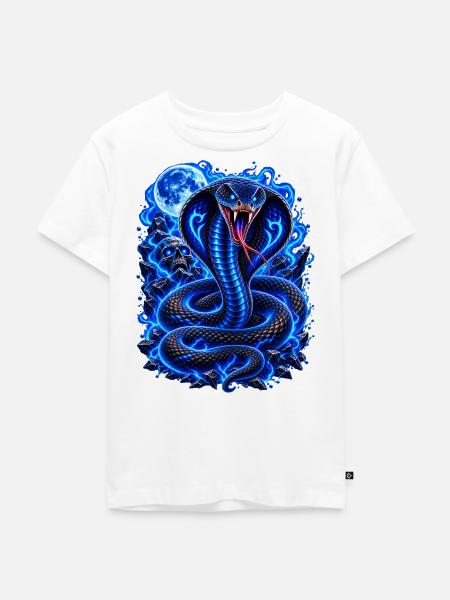 Blaue Neon Kobra - Kinder Premium Bio T-Shirt - Weiß