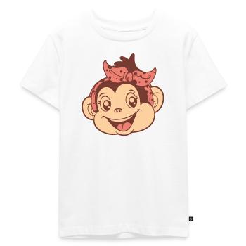 Mädchen Affe Popo Affe Pavianpopo Monkey Affen - Kinder Premium Bio T-Shirt - Weiß - Vorne - Hailey (125cm)