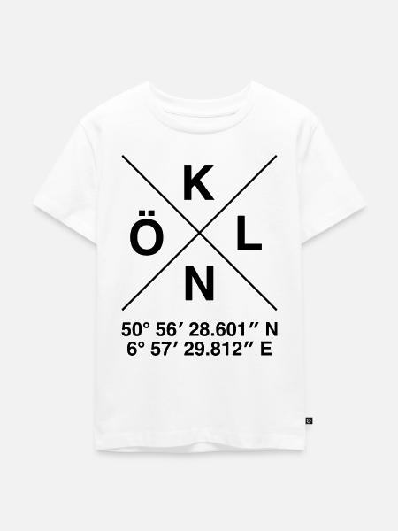 Köln - Koordinaten - Kinder Premium Bio T-Shirt - Weiß
