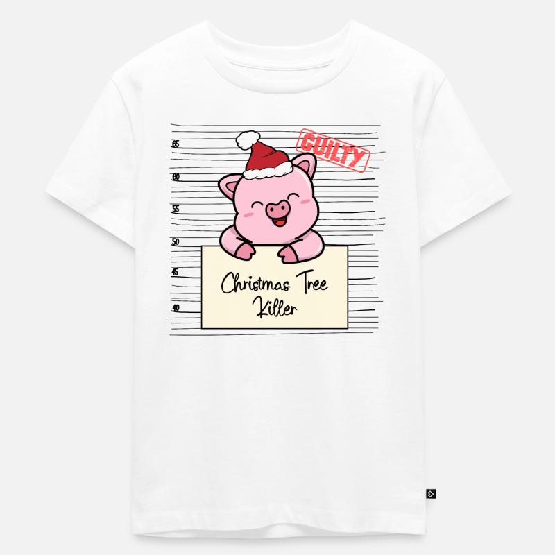 Weihnachtsbaum Umschubser Schwein - Kinder Premium Bio T-Shirt - Weiß