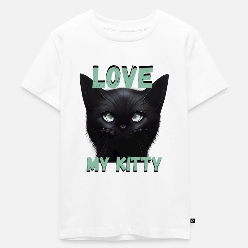 J’adore mon chat design de chat - T-shirt Premium bio Enfant - blanc