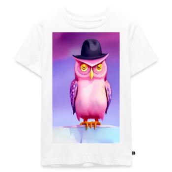 Eule mit Hut - Kinder Premium Bio T-Shirt - Weiß - Vorne - Hailey (125cm)