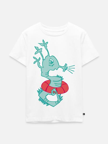 Bademeister, Seepferdchen mit Schwimmring - Kinder Premium Bio T-Shirt - Weiß