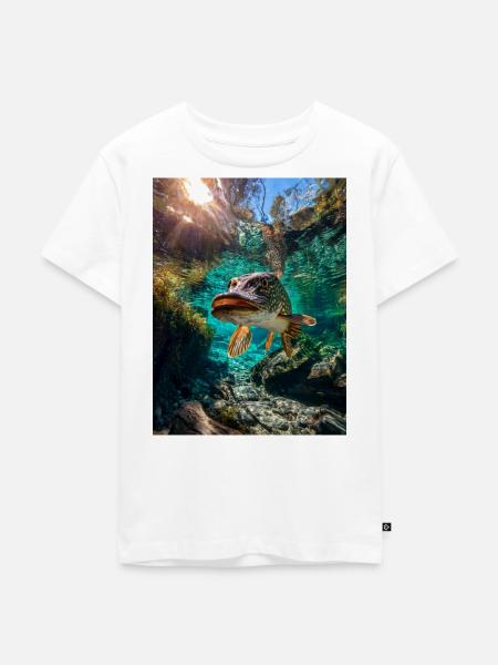 Hecht im Klarwasser - Kinder Premium Bio T-Shirt - Weiß