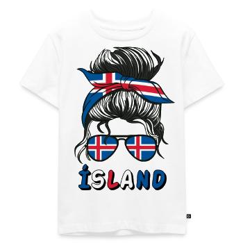 Insel Island Flagge Mädchen Isländische Mädchen Kinder - Kinder Premium Bio T-Shirt - Weiß - Vorne - Hailey (125cm)