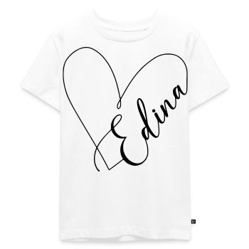 Edina Name Herzlinie - Kinder Premium Bio T-Shirt - Weiß - Vorne - Hailey (125cm)