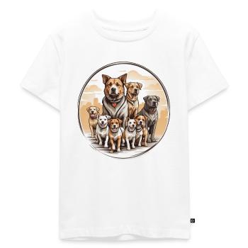 Dog walking logo pack of dogs - Kids Premium Organic T-Shirt - white - Front - Hailey (125cm)