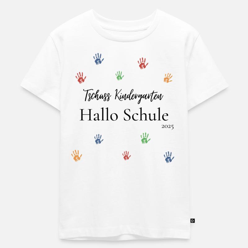 Tschüss Kindergarten - Hallo Schule 2025 - Kinder Premium Bio T-Shirt - Weiß