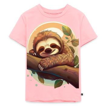 Niedliches Faultier schläft auf einem Ast - Kinder Premium Bio T-Shirt - Rosa - Vorne - AI Model Kid Female (0cm)
