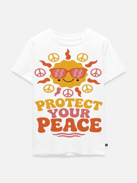 Sonnenpeace Motiv mit Peace Symbol - Kinder Premium Bio T-Shirt - Weiß