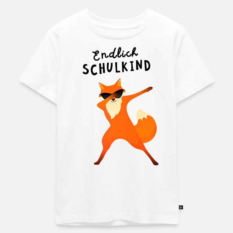 Endlich Schulkind Dab Fuchs Einschulung - Kinder Premium Bio T-Shirt - Weiß