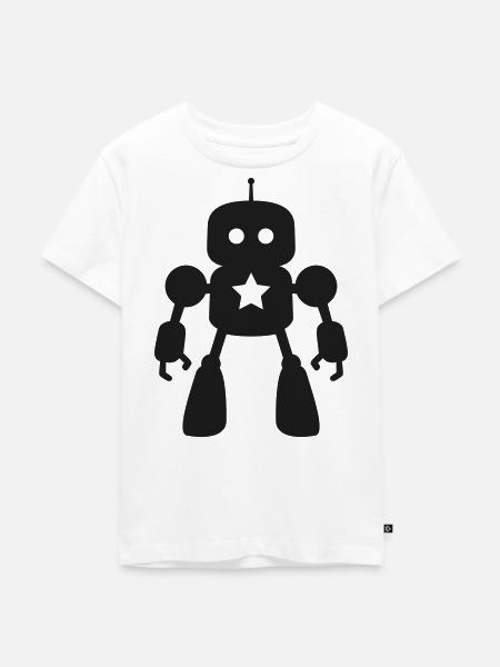 Roboter mit Stern KI Sci-Fi Nerd - Kinder Premium Bio T-Shirt - Weiß