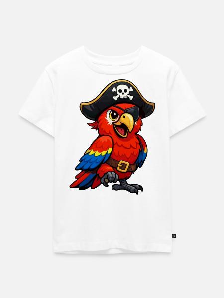 papagei-pirat - Kinder Premium Bio T-Shirt - Weiß