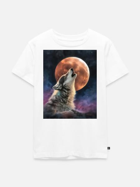 Heulender Wolf - Kinder Premium Bio T-Shirt - Weiß