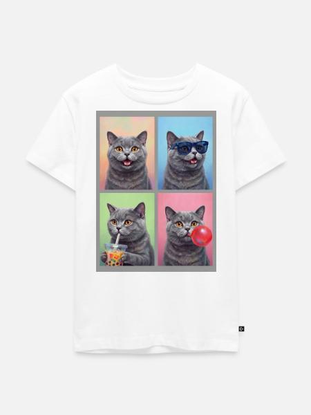Katzen Britisch Kurzhaar Katze - Kinder Premium Bio T-Shirt - Weiß