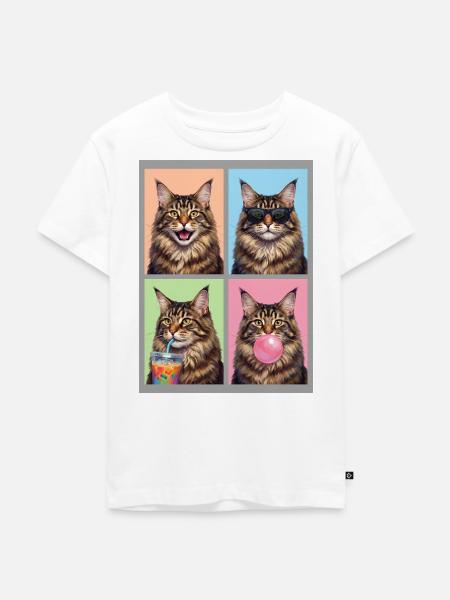 Katzen Maine Coon Katze - Kinder Premium Bio T-Shirt - Weiß