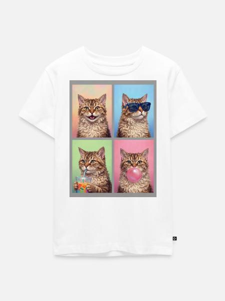 Katzen Selkirk Rex Katze - Kinder Premium Bio T-Shirt - Weiß