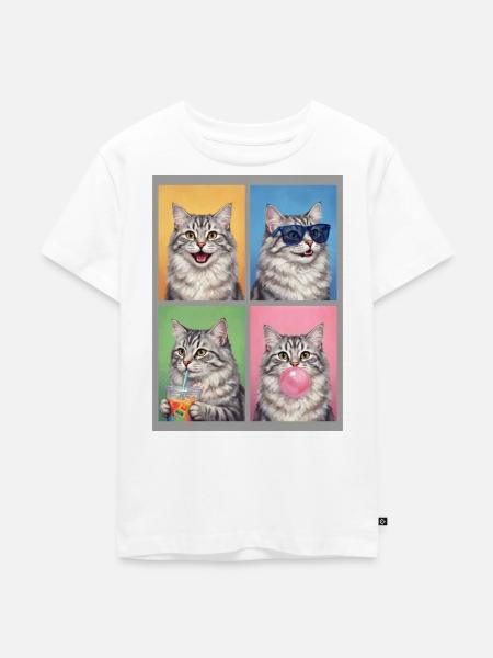 Katzen Sibirische Katze - Kinder Premium Bio T-Shirt - Weiß