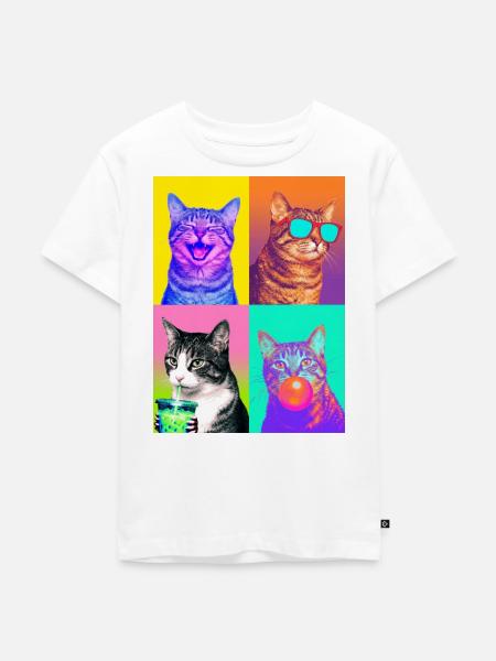 Katzen Graue Tabby Katze - Kinder Premium Bio T-Shirt - Weiß