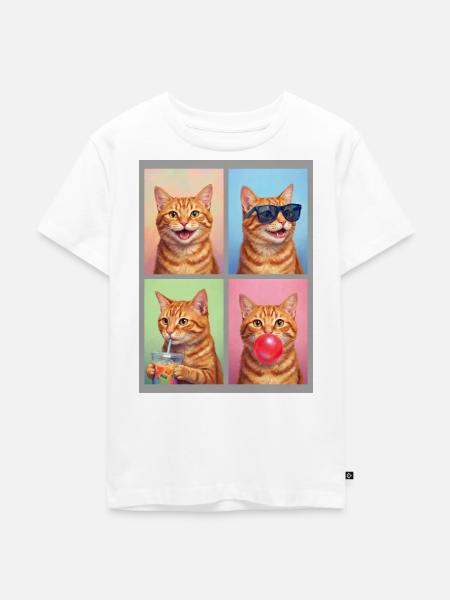 Katzen orange Tabby Katze - Kinder Premium Bio T-Shirt - Weiß
