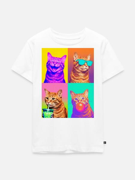 Katzen orange Tabby Katze - Kinder Premium Bio T-Shirt - Weiß