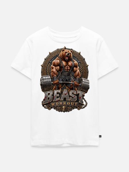 Grizzly Bär Beast Workout - Kinder Premium Bio T-Shirt - Weiß
