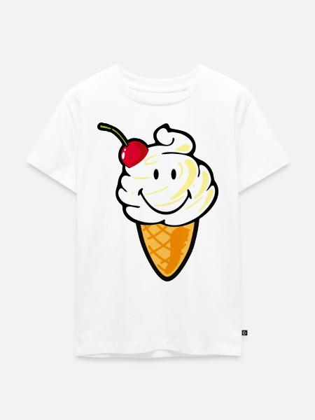 Smiley Ice Cream - Kinder Premium Bio T-Shirt - Weiß