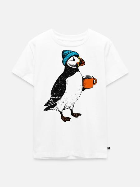 Kaffee Puffin - Kinder Premium Bio T-Shirt - Weiß