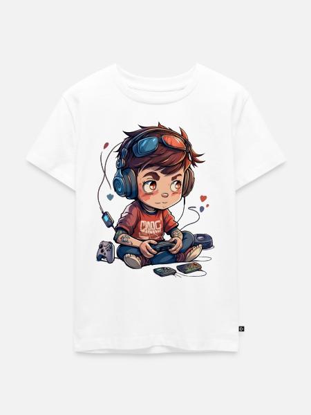 Cute Gamer Boy - Kinder Premium Bio T-Shirt - Weiß