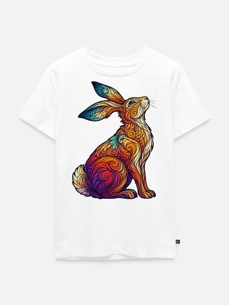 Kaleidoskopisches Kaninchen - Kinder Premium Bio T-Shirt - Weiß