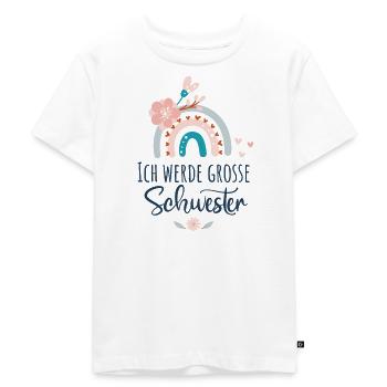Ich werde große Schwester 2025 Regenbogen Mädchen - Kinder Premium Bio T-Shirt - Weiß - Vorne - Hailey (125cm)