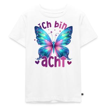 Geburtstag 8 Mädchen Schmetterling Achter 8 Jahre - Kinder Premium Bio T-Shirt - Weiß - Vorne - Hailey (125cm)