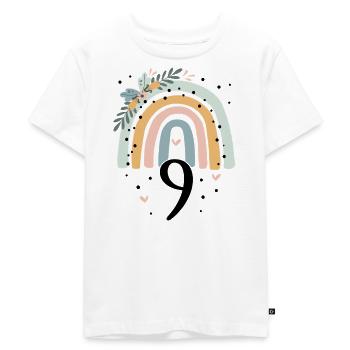 Geburtstag 9 Mädchen Regenbogen Fee Neun 9 Jahre - Kinder Premium Bio T-Shirt - Weiß - Vorne - Hailey (125cm)