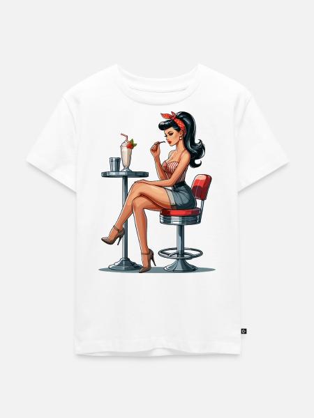 Milchshake Rockabilly Pin Up Geschenk - Kinder Premium Bio T-Shirt - Weiß